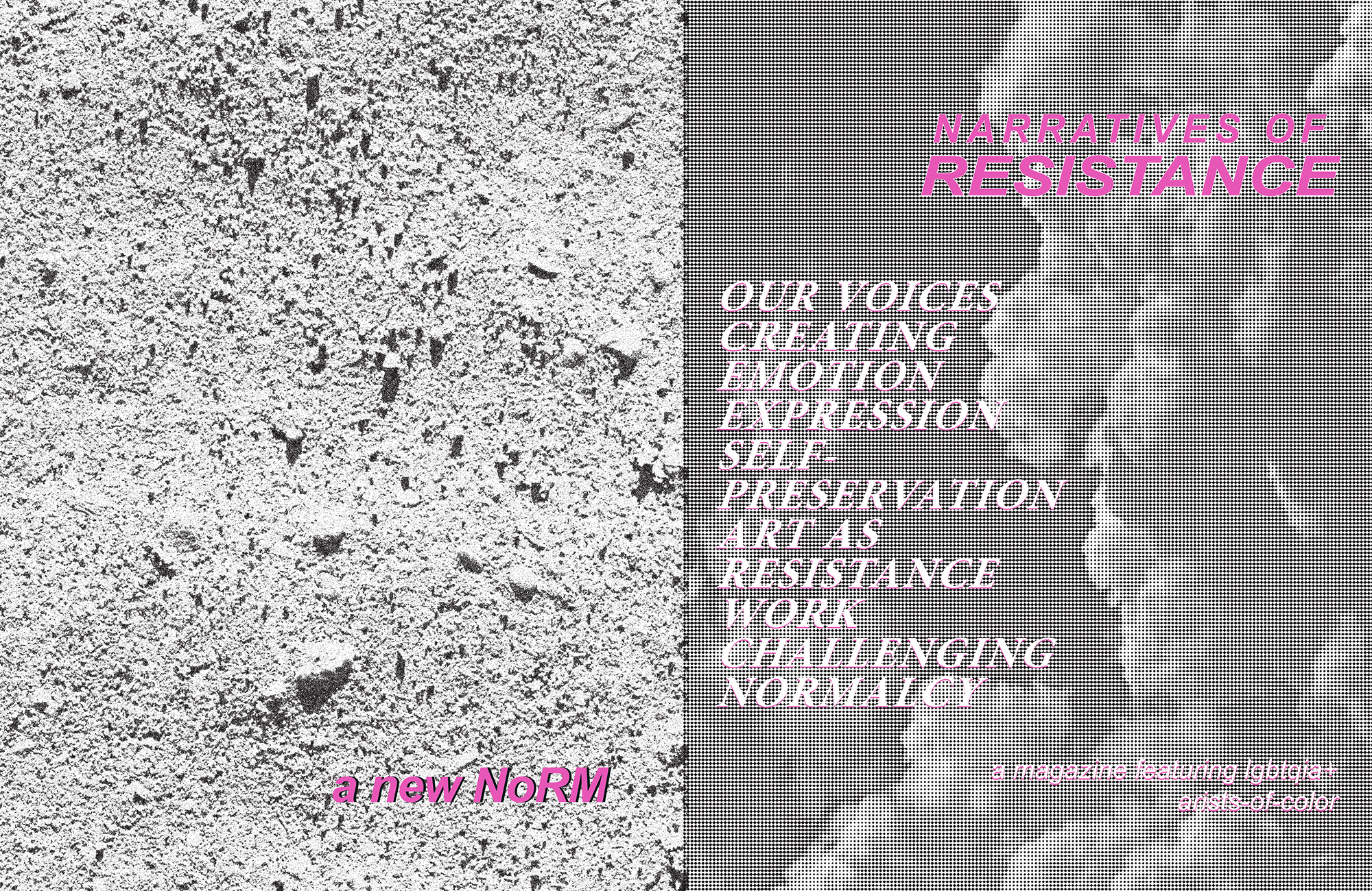 Narratives of Resistance Magazine first issue cover co-designed by Bryan Ortega, Alfredo Alvarado, Eve Xelestiál Moreno-Luz