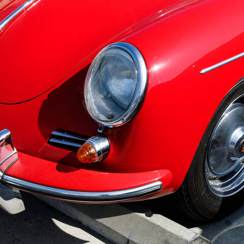 /Close up of a red car.