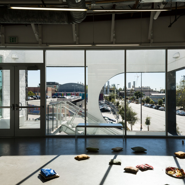 The 870 building second floor lofts space looking toward the parking lot