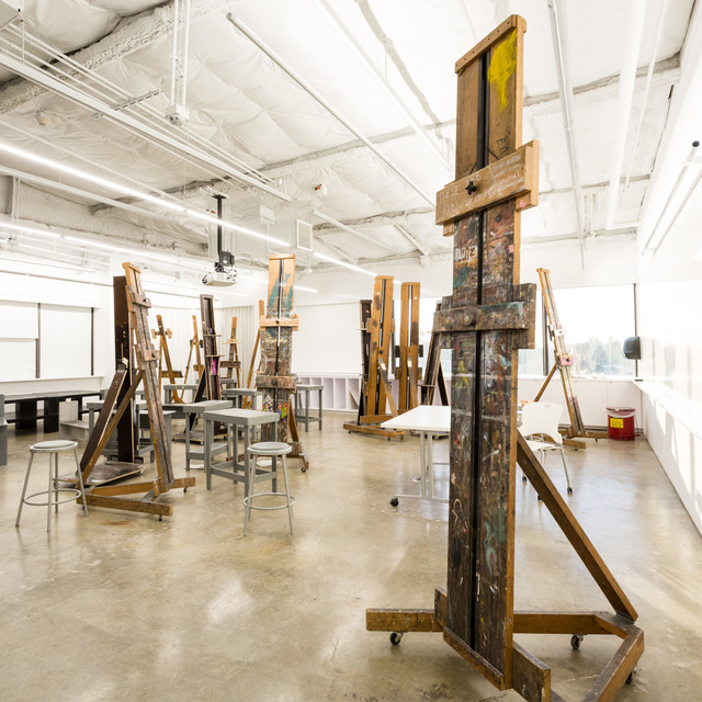 Easels in a classroom