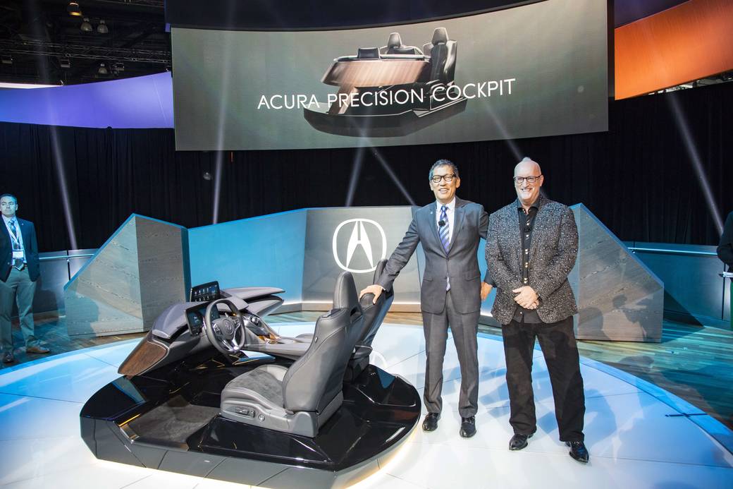 Acura Vice President and Brand Officer Jon Ikeda and Acura Executive Creative Director Dave Marek, both ArtCenter alumni, revealing the Acura Precision Cockpit at the 2016 Los Angeles Auto Show