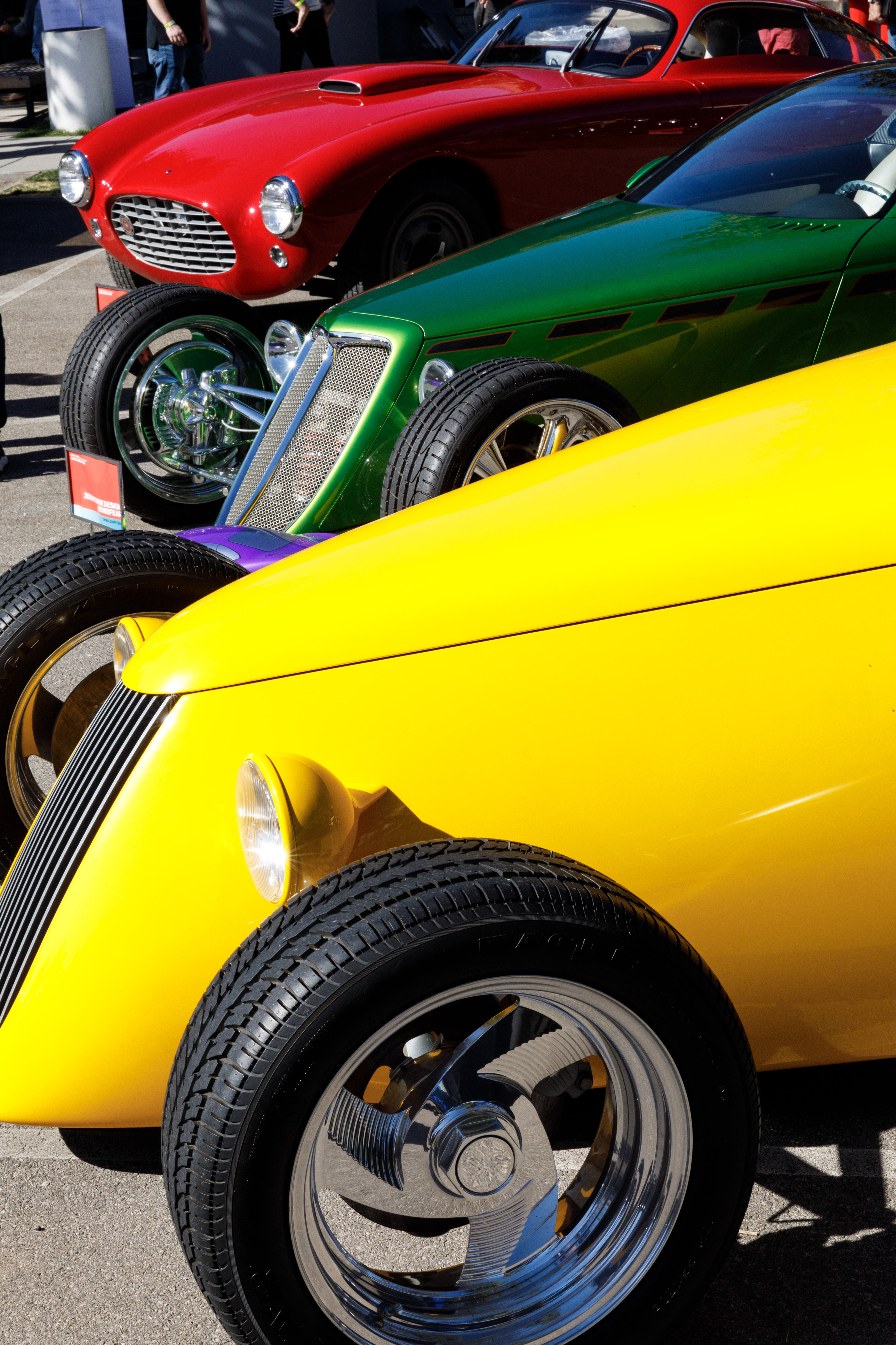 Close up photo of bright car exteriors at Car Classic 2019.