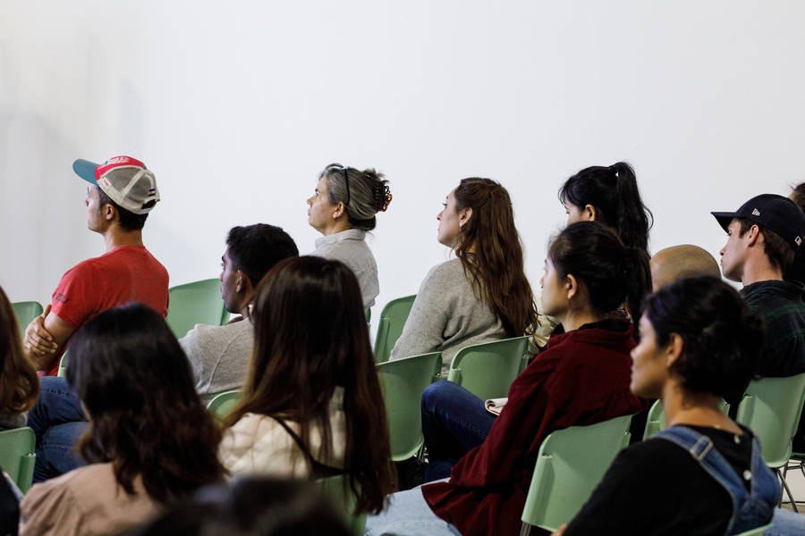 Audience+members+at+the+2019+series+%3Ci%3EDifferent+Tomorrows%3A+Design+Futures+Beyond+the+Bauhaus%3C%2Fi%3E+symposium%2C+photo+by+Juan+Posada.