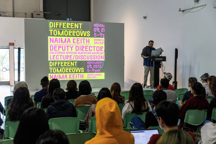 Graduate+Media+Design+Practices+%28MDP%29+Department+Associate+Professor+Sean+Donahue+presenting+at+the+2019+series+%3Ci%3EDifferent+Tomorrows%3A+Design+Futures+Beyond+the+Bauhaus%3C%2Fi%3E+symposium%2C+photo+by+Juan+Posada.