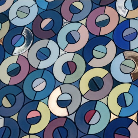 /“Moonsets for a Sunrise” by Pae White features 63,635 pieces of tile glazed with more than 100 colors.(Fredrik Nilsen via latimes.com)