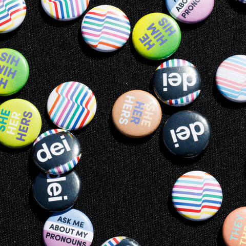 dei buttons including pronoun buttons