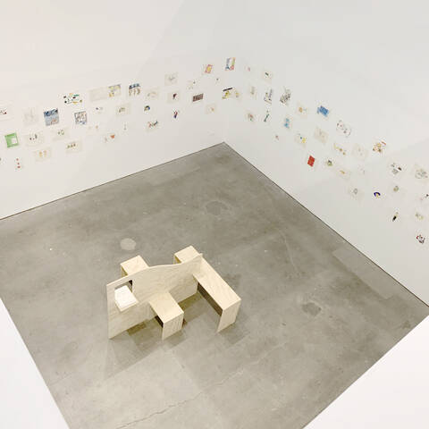 An installation view of Dad’s Hands Are Smaller, ArtCenter College of Design’s Hutto-Patterson Exhibition Hall, 2020