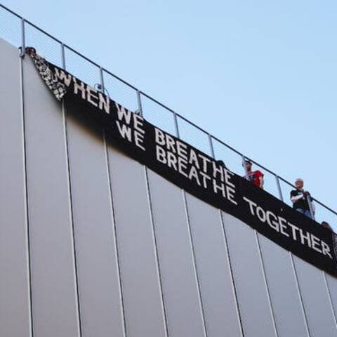 Protesters last year at the Whitney Museum in New York draped a banner over an edge of the building.