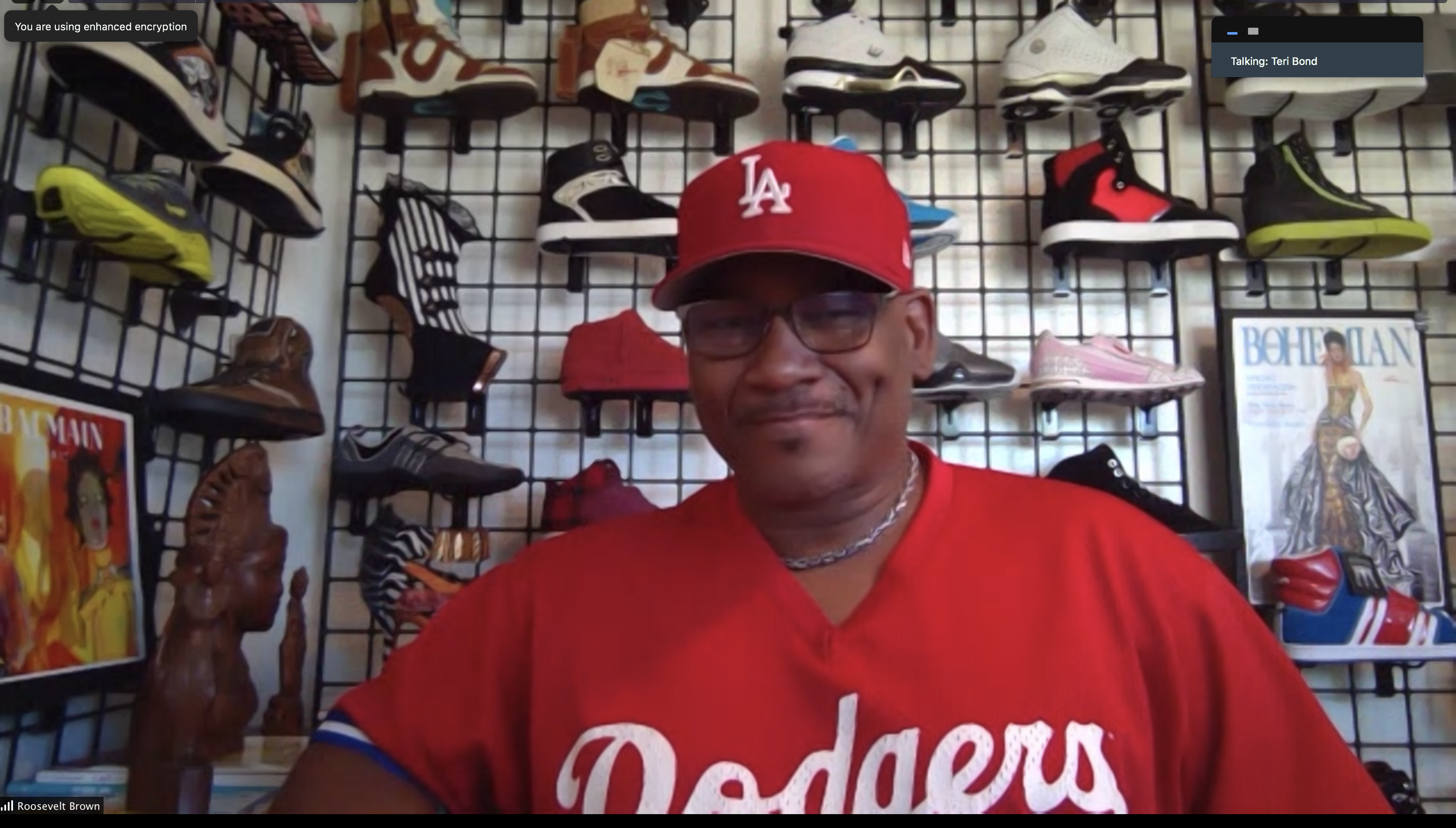 Photo of Roosevelt Brown in his shoe lab.