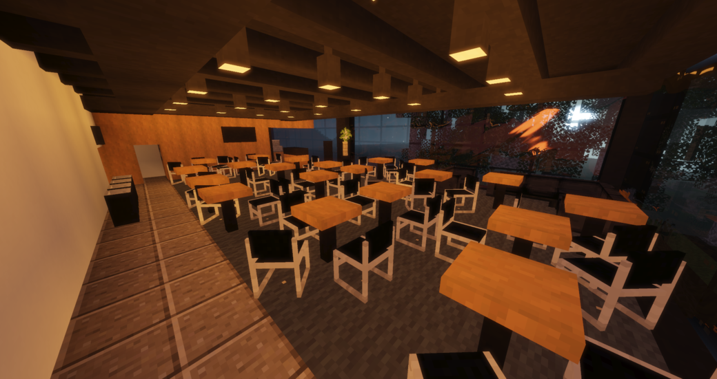Minecraft replica of the student dining room at ArtCenter