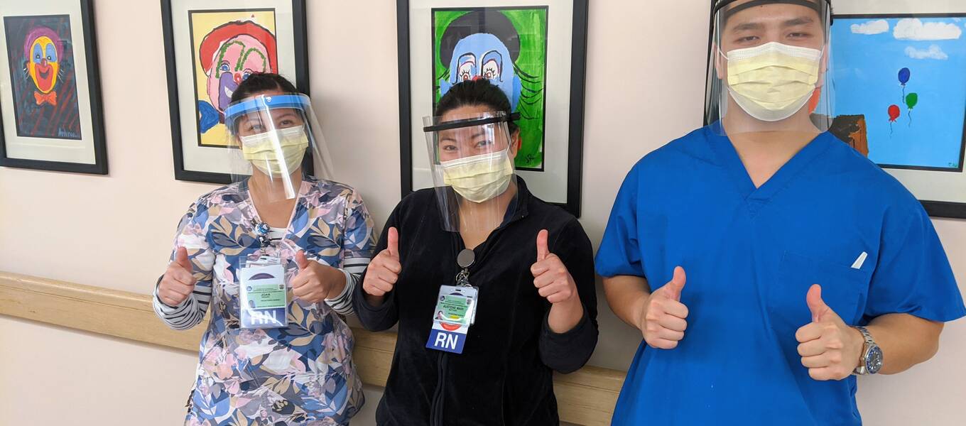 Nurses with Shield Makers face shields