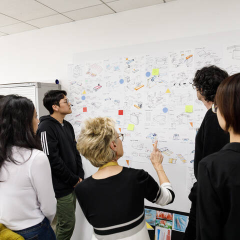 /Students review concepts for Newell Life Without Plastics sponsored project  class.
