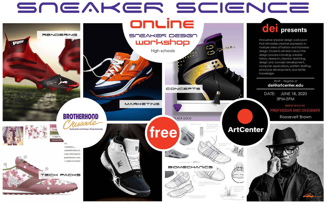 Flyer for the June 2020 free online Sneaker Science youth workshop taught by Roosevelt Brown. 
