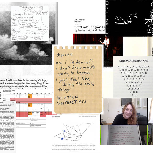 images of books, paper with writing and people