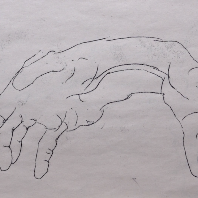 a drawing of two hands