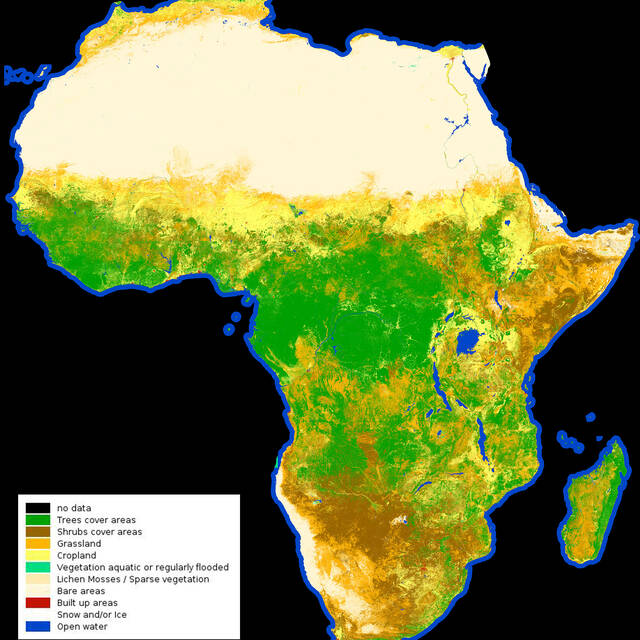 At+20+meters+%2865+feet%29+resolution%2C+this+land-cover+classification+map+of+Africa+was+created+using+180%2C000+satellite+images.+Land-cover+mapping+breaks+down+the+different+types+of+material+on+Earth%E2%80%99s+surface.+This+information+is+important+for+understanding+changes+in+land+use%2C+modeling+climate+change+extent+and+impacts%2C+conserving+biodiversity%2C+and+managing+natural+resources.+December+2015-December+2016.