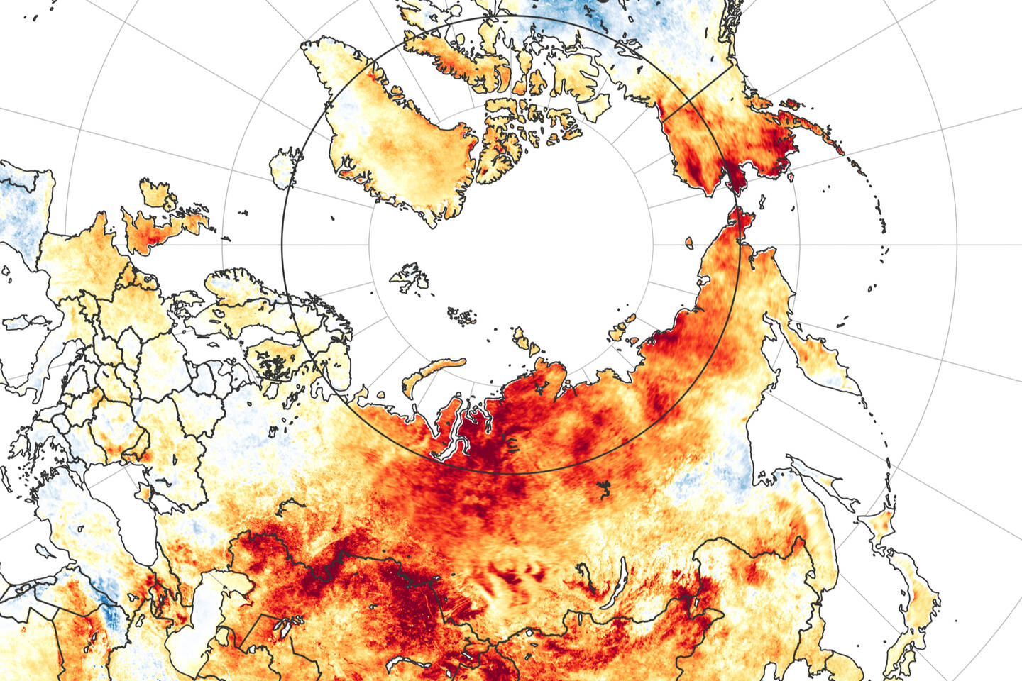 Eastern+Siberia+is+famous+for+some+of+the+coldest+wintertime+temperatures+in+the+Northern+Hemisphere.+But+in+2020+it+was+the+region%E2%80%99s+wildly+high+temperatures+and+wildfires+that+stunned+the+world.+The+Russian+town+of+Verkhoyansk+reported+a+daytime+temperature+of+38%C2%B0C+%28100.4%C2%B0F%29+on+June+20%2C+2020%2C+likely+a+record+for+the+town.+If+verified%2C+this+will+be+the+northernmost+temperature+reading+above+100%C2%B0F+ever+observed+and+the+highest+temperature+on+record+in+the+Arctic.+In+the+map+red+colors+depict+areas+that+were+hotter+than+average%3B+blue+areas+were+colder+than+average.+March+19%E2%80%93June+20%2C+2020.