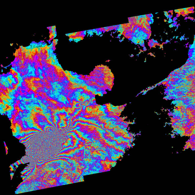 This+interferogram+shows+how+the+ground+moved+as+a+result+of+the+two+strong+earthquakes+that+struck+the+city+of+Kumamoto%2C+on+the+Japanese+island+of+Kyushu%2C+on+April+14%E2%80%9315%2C+2016.+The+earthquakes+killed+at+least+fifty+people+and+injured+about+three+thousand+others+in+total.+Severe+damage+occurred+in+Kumamoto+and+%C5%8Cita+Prefectures%2C+with+numerous+structures+collapsing+and+catching+fire.+More+than+forty-four+thousand+people+were+evacuated+from+their+homes+due+to+the+disaster.+The+image+was+generated+automatically+on+the+Geohazards+Exploitation+Platform%2C+which+gives+users+direct+access+to+large+Earth-observation+data+sets+for+areas+at+risk+of+earthquakes+or+volcanic+activity.+May+12%2C+2016.