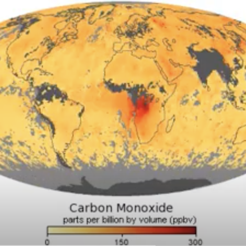 Colorless%2C+odorless%2C+and+poisonous%2C+carbon+monoxide+is+one+of+the+six+major+air+pollutants+regulated+in+the+United+States+and+in+many+other+nations+around+the+world.+When+carbon-based+fuels%E2%80%94such+as+coal%2C+wood%2C+and+oil%E2%80%94burn+incompletely+or+inefficiently%2C+they+produce+carbon+monoxide.+The+gas+is+spread+by+winds+and+circulation+patterns+throughout+the+lower+atmosphere.+This+video+shows+monthly+averages+of+global+concentrations+of+tropospheric+carbon+monoxide+at+an+altitude+of+about+12%2C000+feet.+Concentrations+of+carbon+monoxide+are+expressed+in+parts+per+billion+by+volume+%28ppbv%29.+Yellow+areas+have+little+or+no+carbon+monoxide%2C+while+progressively+higher+concentrations+are+shown+in+orange+and+red.+In+different+parts+of+the+world+and+in+different+seasons%2C+the+amounts+and+sources+of+atmospheric+carbon+monoxide+change.+2000%E2%80%932017.+