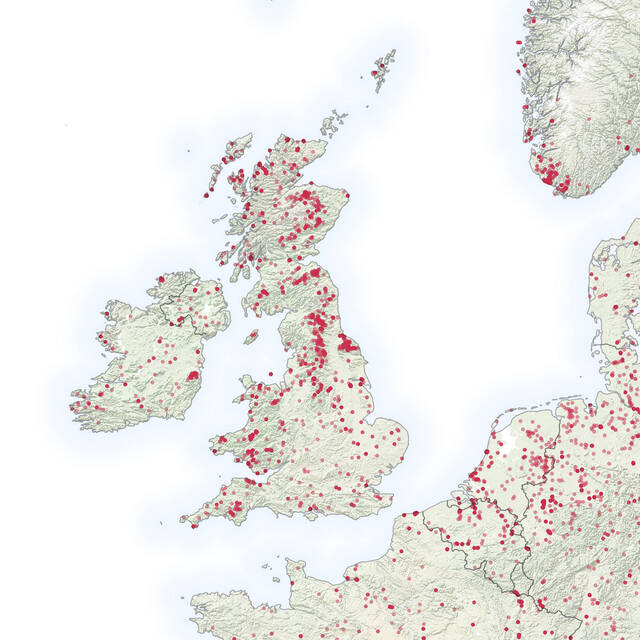 It+was+not+even+summertime%2C+but+already+the+United+Kingdom+saw+a+significant+number+of+wildfires.+The+map+shows+cumulative+fire+detections+from+January+1+through+April+30%2C+2019.+Each+red+dot+depicts+one+fire.+Notable+fires+that+year+include+blazes+in+England%E2%80%99s+Ashdown+Forest%E2%80%94the+setting+that+inspired+the+Hundred+Acre+Wood+in+A.+A.+Milne%E2%80%99s+Winnie-the-Pooh+stories.+High+fire+counts+and+warm%2C+dry+weather+have+been+a+continuing+trend.+By+the+end+of+April+2019+the+United+Kingdom+had+already+seen+more+fires+through+that+month+than+in+the+record-breaking+year+of+2018.+