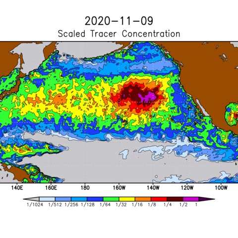 Because+of+the+complex+dynamics+of+the+upper+ocean%2C+surface+currents+are+hard+to+measure+with+satellites+or+derive+from+equations.+To+mitigate+these+problems%2C+a+team+at+the+International+Pacific+Research+Center%2C+University+of+Hawaii%2C+developed+a+diagnostic+model+called+SCUD+%28Surface+CUrrents+from+Diagnostics%29%2C+based+on+historical+trajectories+of+drifting+buoys.+They+noticed+that+the+majority+of+debris+is+trapped+in+%E2%80%9Cgarbage+patches%2C%E2%80%9D+where+it+may+remain+for+many+years.+After+experiments+and+calculations%2C+new+maps+are+now+produced+daily.+The+main+feature+on+these+maps+is+the+large+garbage+patch+area%2C+and+they+show+marine+debris+that+is+mostly+submerged+below+the+surface.+Red+colors+correspond+to+higher+probability+of+finding+debris%3B+blue+colors+indicate+lower+probability.+The+maps+were+used+to+coordinate+cleanup+expeditions+conducted+by+the+California-based+Ocean+Voyages+Institute+in+2019+and+2020.+A+project+is+underway+to+scale+the+model+to+practical+units+%28such+as+the+number+or+mass+of+debris+items+per+unit+area+of+the+ocean%29%2C+which+will+also+allow+the+global+balance+of+marine+debris+to+be+estimated.