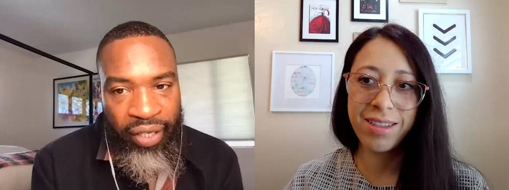 Netflix Director of Inclusion for Content and Marketing Strategy Darnell L. Moore is interviewed by Zulema Uriarte, an inclusion and diversity manager at Netflix Animation, during the 2021 BRIC Summit
