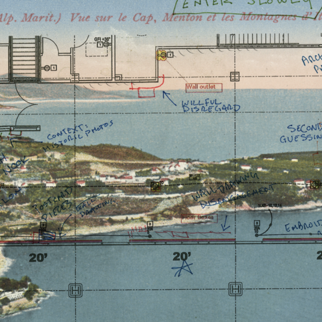 /cap martin postcard. illustration of a peninsula