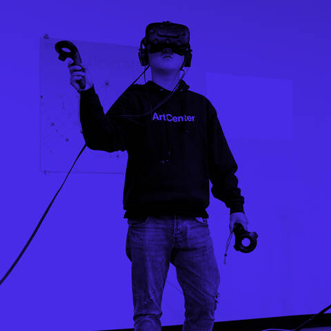 figure with vr headset and controllers