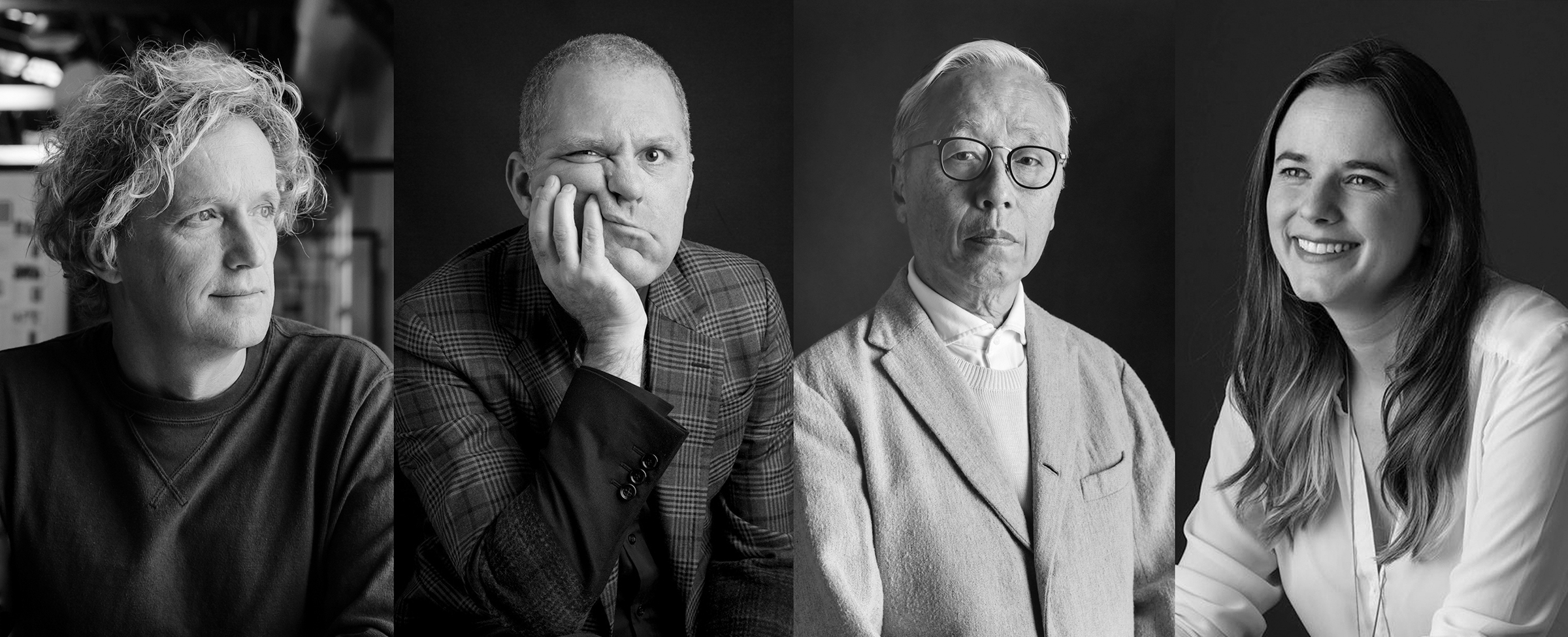 Image of ArtCenter College of Design Alumni Award recipients for 2021, L to R, are Yves Béhar, Bruce Heavin, Hiroshi Sugimoto and Mariana Prieto. 