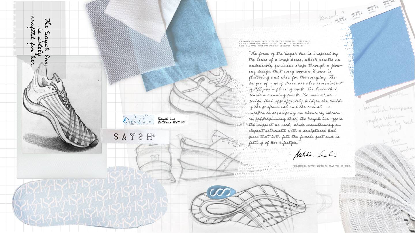 Sketches+by+Natalie+Candrian+for+Saysh%27s+Saysh+One+sneaker%2C+which+launched+in+2021.