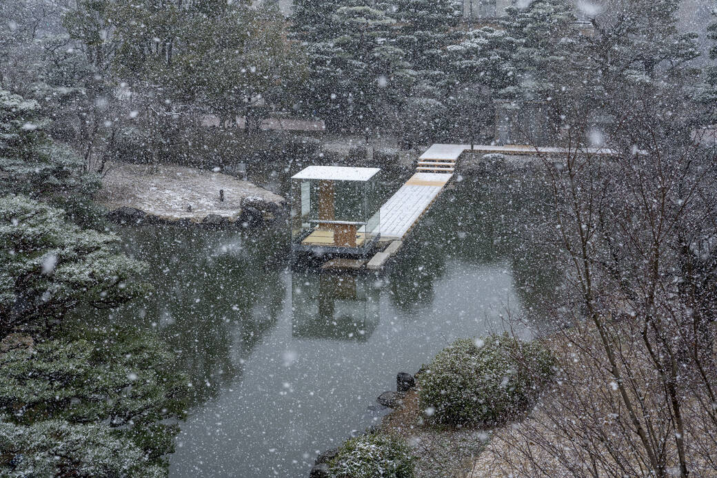 Glass Tea House Mondrian, Kyoto City Kyocera Museum of Art, 2020, by Hiroshi Sugimoto.