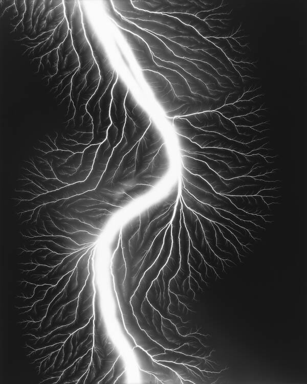 Photograph Lightning Fields 225, 2009, by Hiroshi Sugimoto.