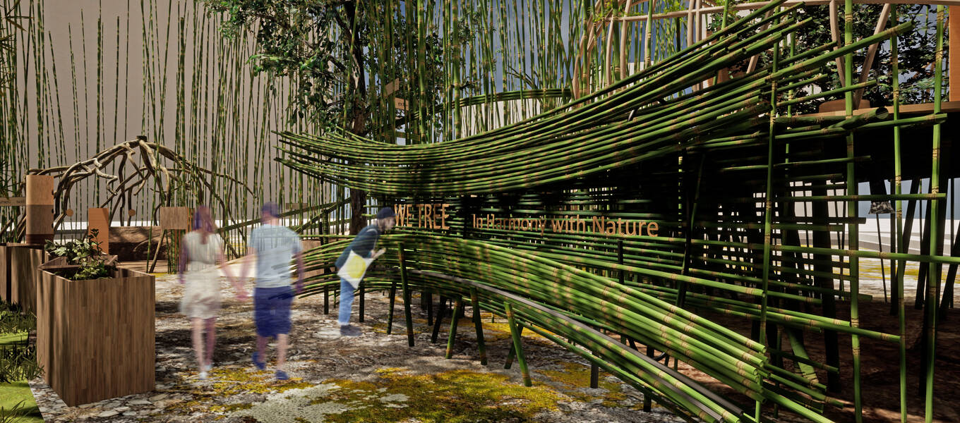Concept design for the WeTree exhibition by Cheng Chi, for 2019 course Environmental Design 4. The exhibit is designed to encourage visitors to plant trees in an effort to improve the environment. 