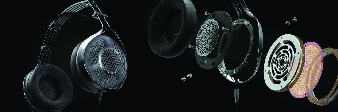 mock up of disassembled headphones
