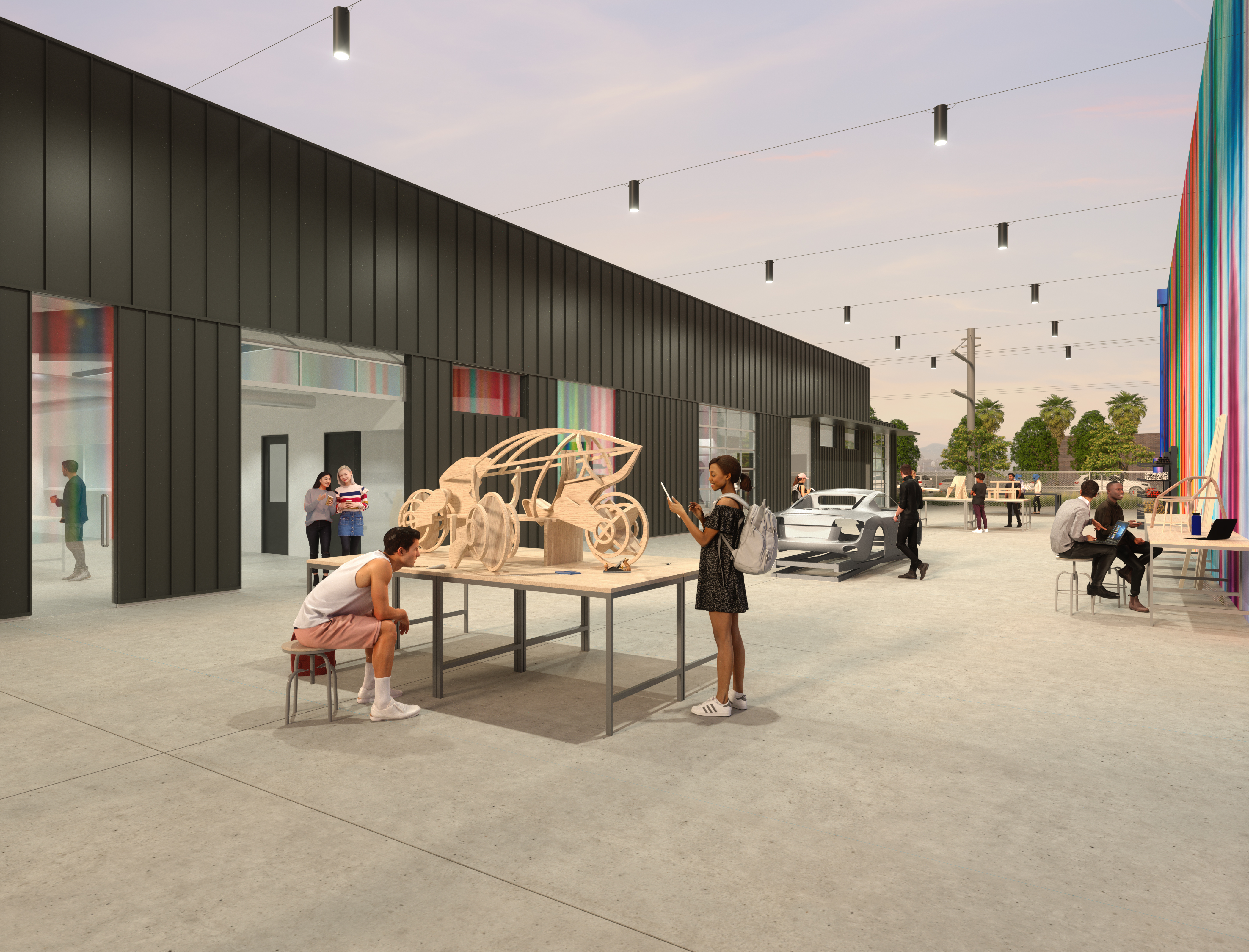 A rendering of 908 shops, New state-of-the-art facility will expand hands-on fabrication spaces, labs and studios for the next generation of artists and designers at ArtCenter College of Design.