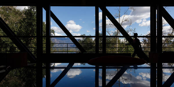sky reflected in a window