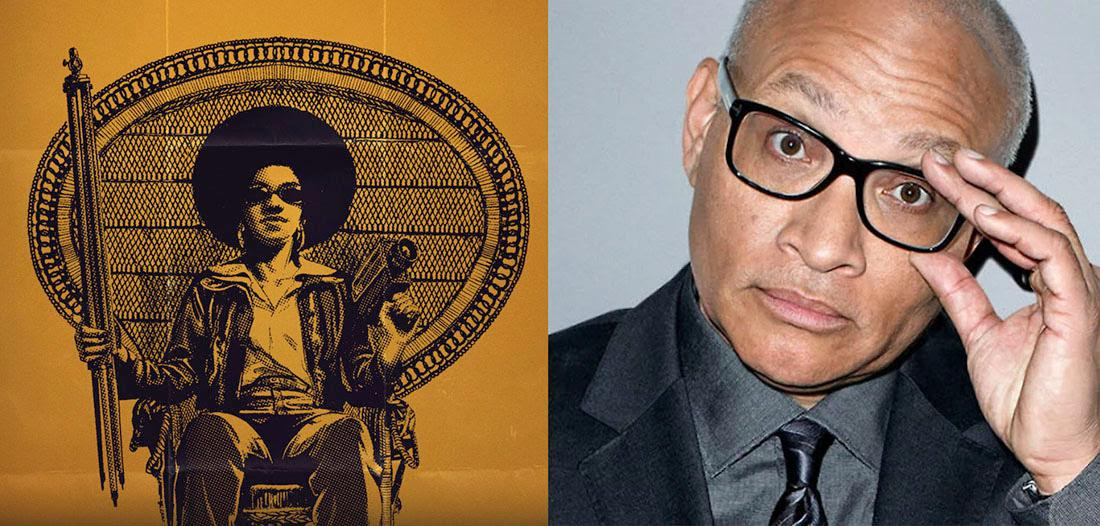 diptych image featuring an illustration on the left and photo of Larry Wilmore on the right. 