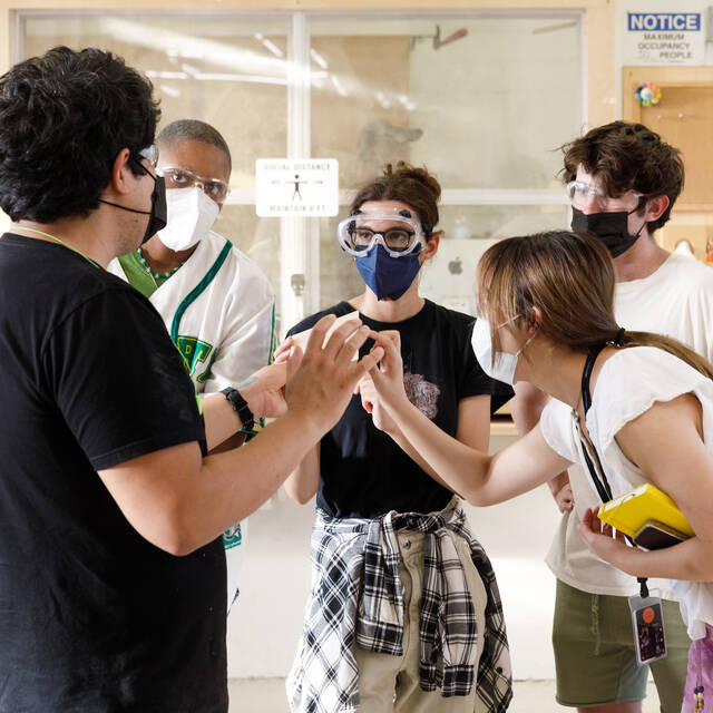 first year immersion students learn about materials in the shops