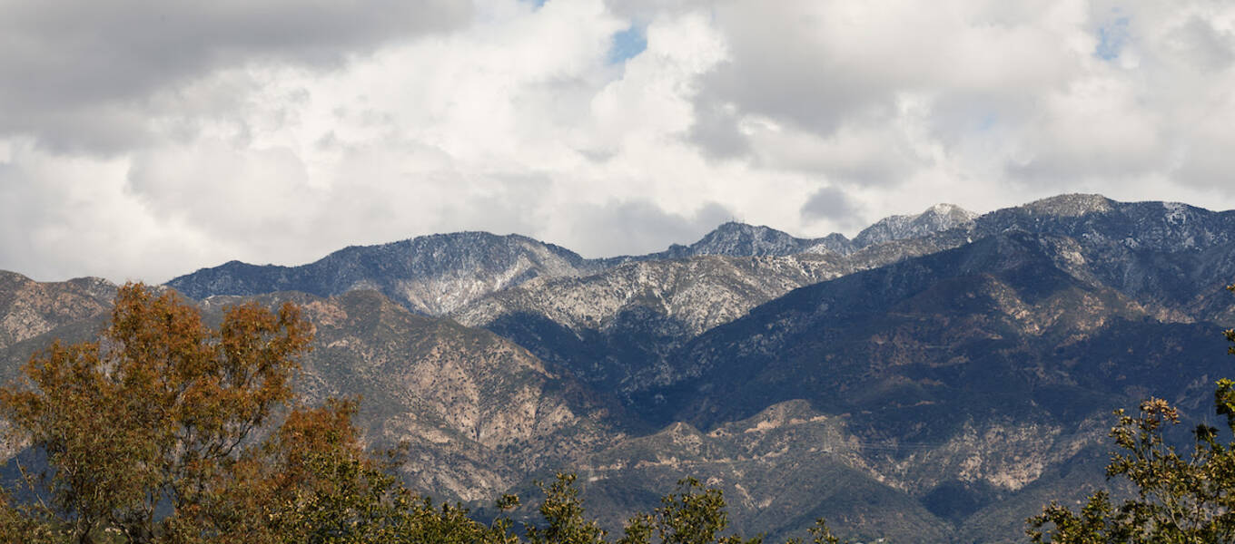 Hillside Campus with snow on the mountains