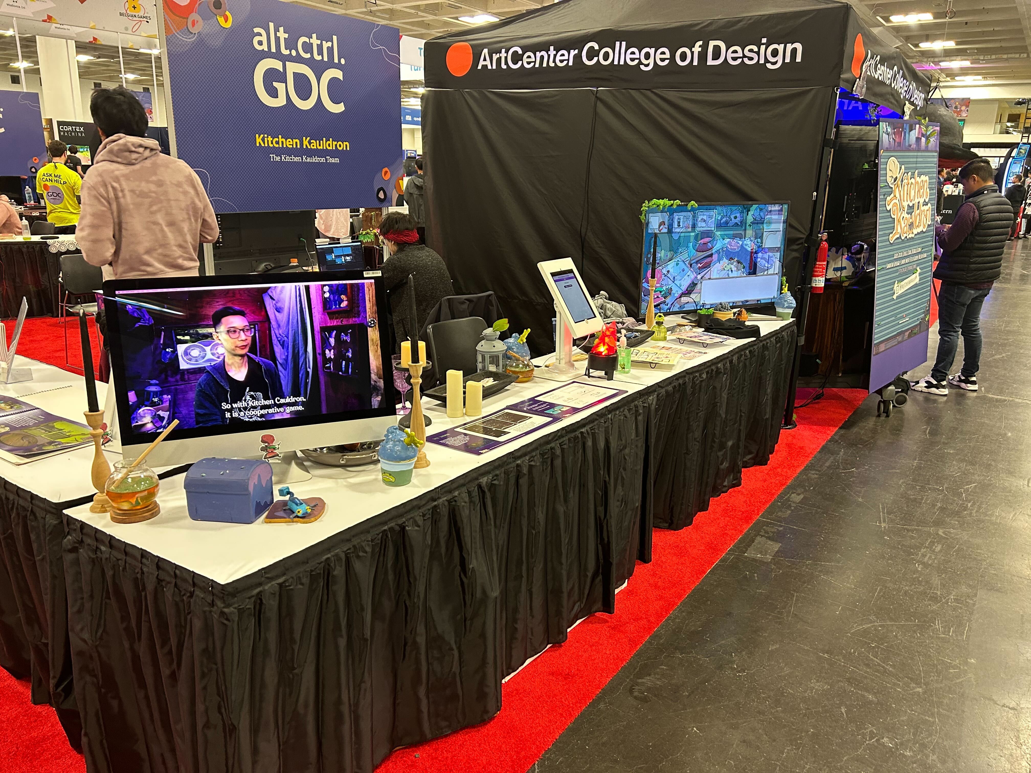 ArtCenter students presented an original, immersive game, “Kitchen Kauldron,” at the Game Developers Conference, a prestigious annual gathering for video game developers at the Moscone Convention Center in San Francisco from March 20 to 24, 2023.