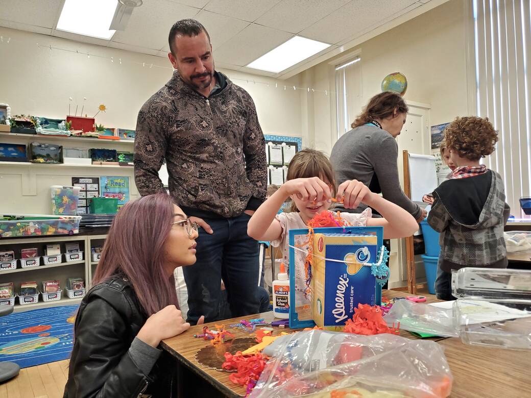 Alum, then student, Charlene Joy Dela Cruz in the studio course Toy Design, taught by Humanities and Sciences Professor Krystina Castella.