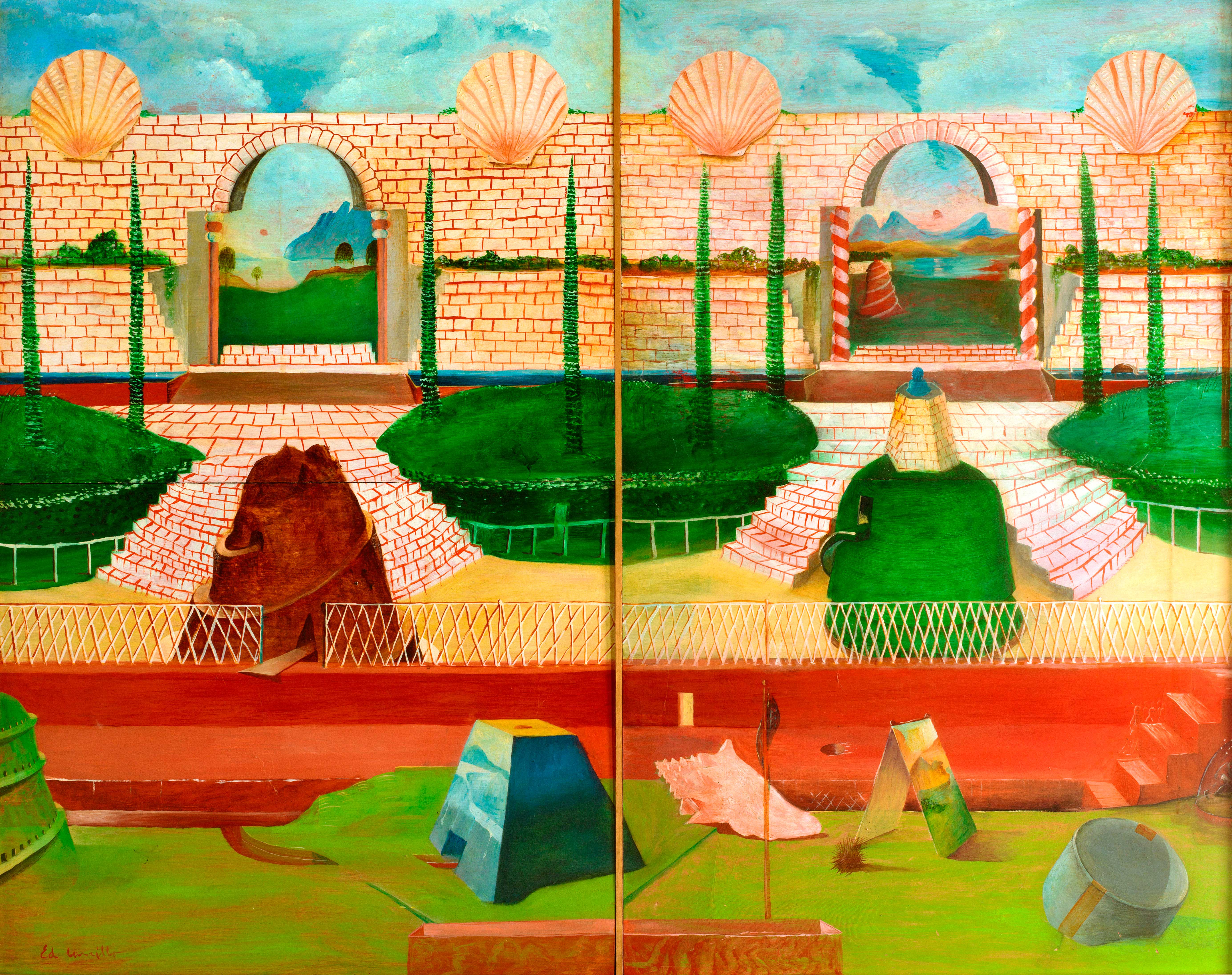 image of Eduardo Carrillo, Pearly Gates, 1966, oil on canvas, collection of Sheila Carrillo, Santa Cruz