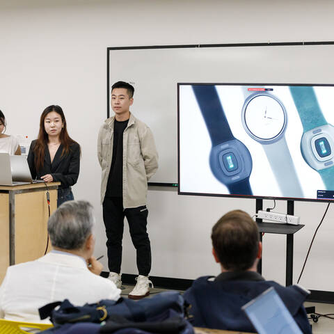 Product design students present their work during a crit.
