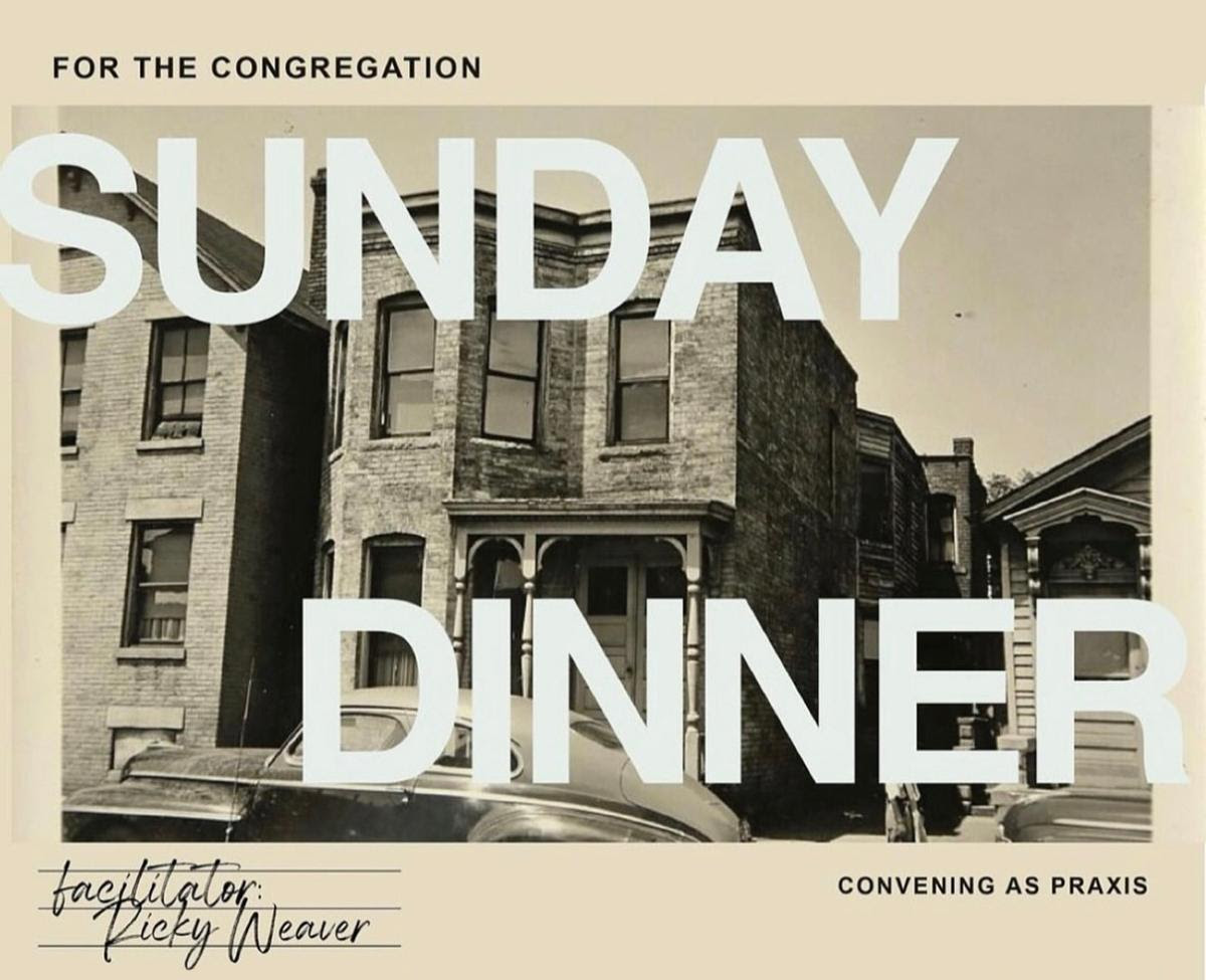 diptych image of flyer for Sunday Supper. 