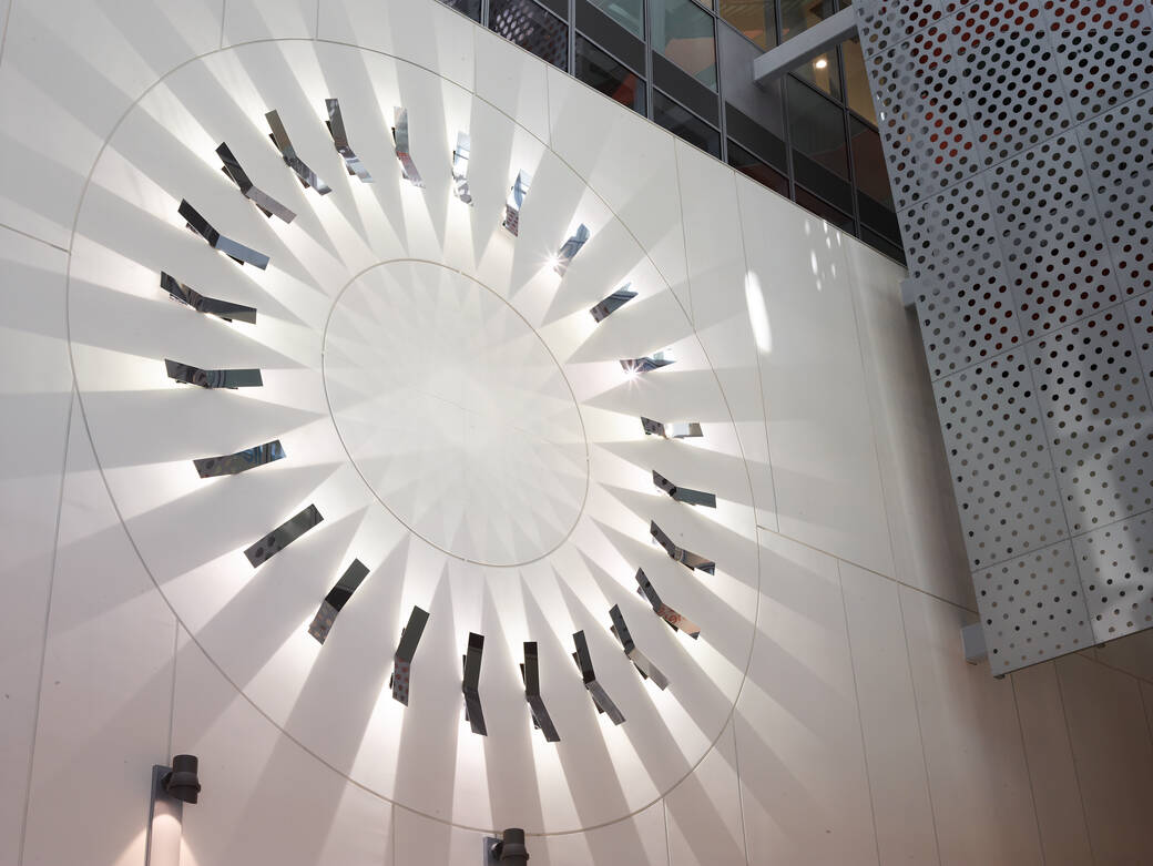 The Energy Dial at United Therapeutics headquarters in Silver Spring, Maryland educates visitors and employees on the importance of sustainability. Courtesy of HUSH.
