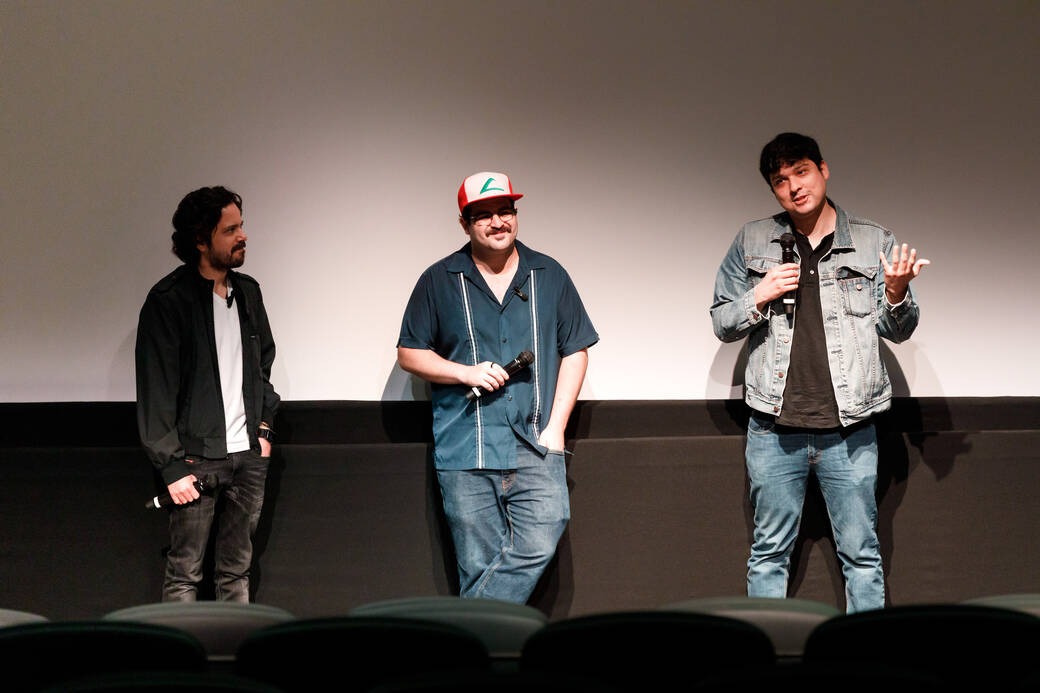 (left to right) Directors Carlo Olivares Paganoni, Guillermo Casarín and Jude Chacon answer questions at the IdentificarX Film Festival