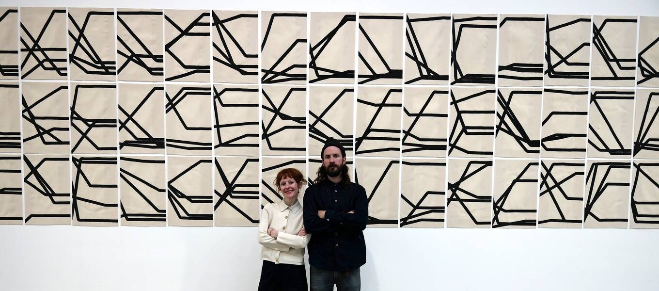 Detail of a photo of installation Incroci, 2022, by Giorgia Lupi (left) created in collaboration with Ehren Shorday (right).