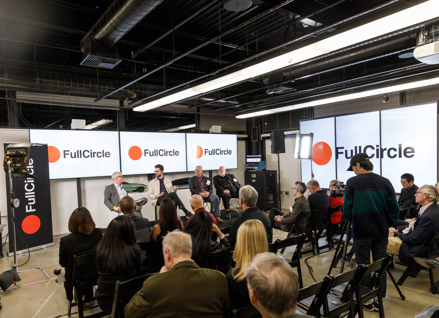 In+conversation+with+Lorne+Buchman.+FA17+alumni+award+winners+Julian+Ryder%2C+Kit+Hinrichs+and+Jacques+Perrault.