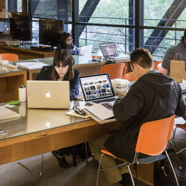 ArtCenter students study in the library at Hillside