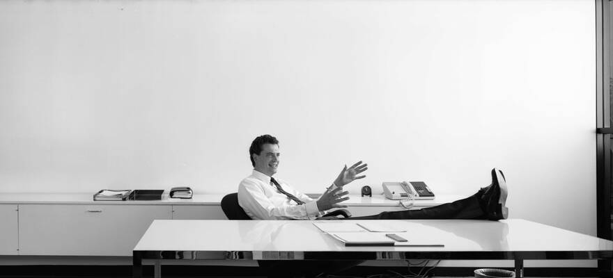 David R. Brown in his ArtCenter office
